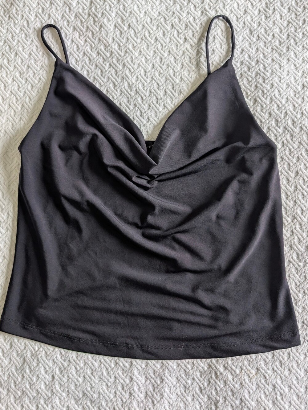 Dynamite | Black Cowl Neck Cropped Top